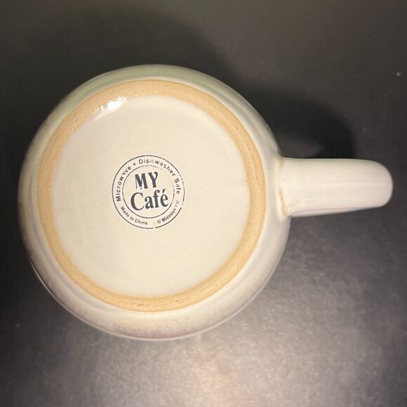 MY CAFE Handcrafted Barrel-Shaped Jumbo Drip Glaze Mug in Blue, Gray & White - Picture 15 of 16